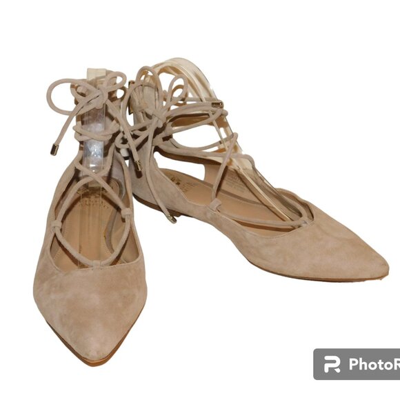 Vince Camuto VP Jerremi Suede Leather Ballerina Lace Up Flats Size 7 1/2M - Picture 1 of 12